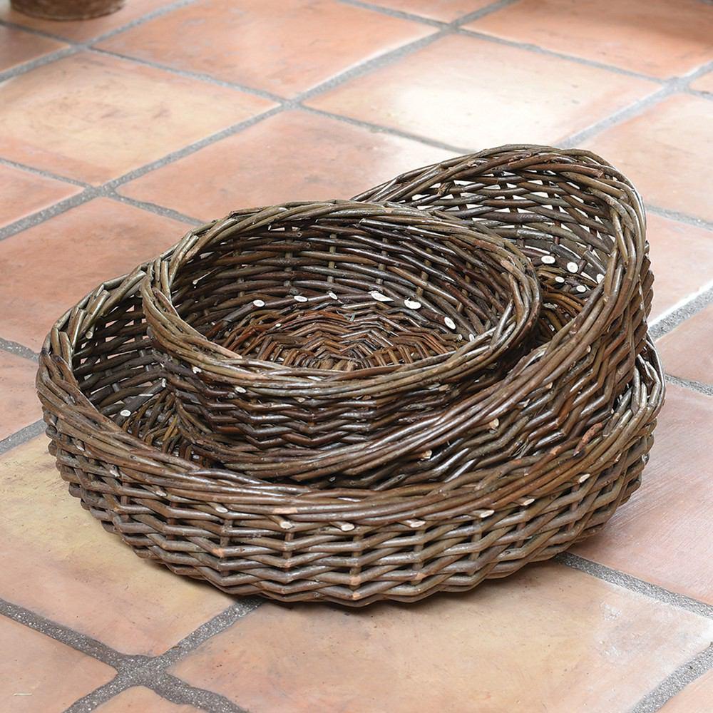 HomArt Willow Baskets Low Round - Set of 3 - Natural-6