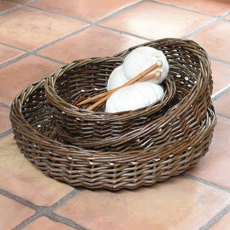 HomArt Willow Baskets Low Round - Set of 3 - Natural - Feature Image | Modishstore | Bins, Baskets & Buckets
