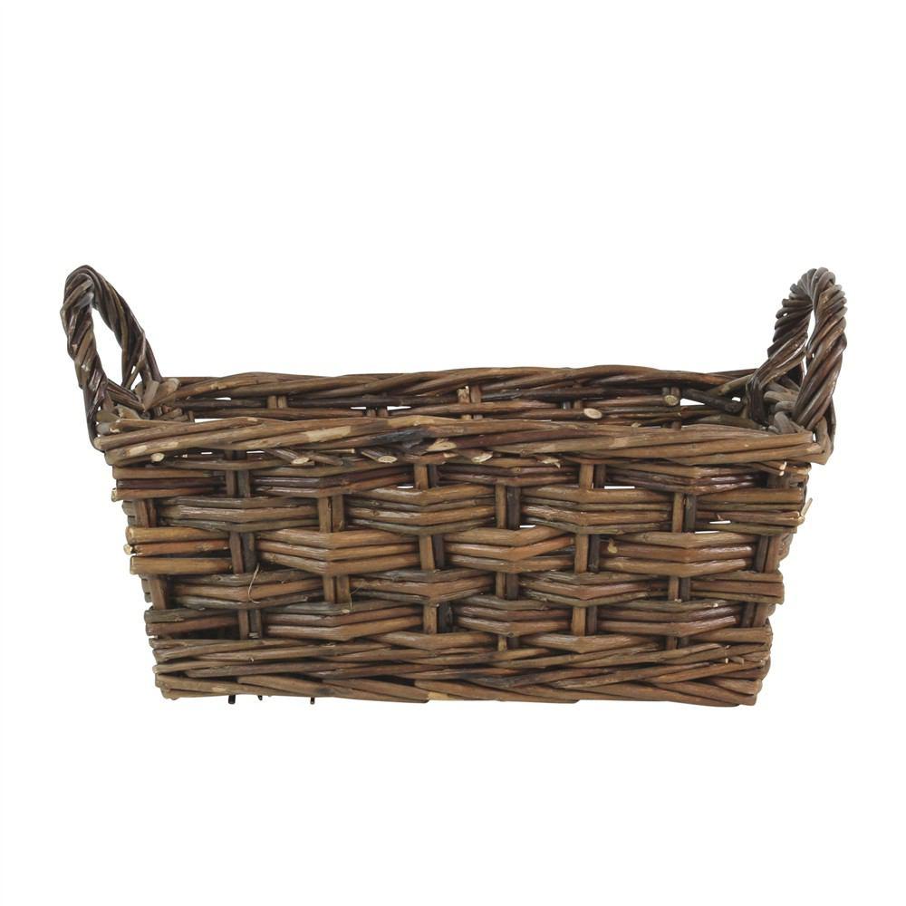 HomArt Willow Baskets Rectangle w/Handles - Set of 3 - Natural-4