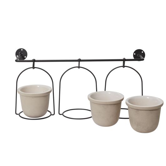 Meliora Ceramic Neutral Glaze Matte 3 Pots on Hanger- By Accent Decor- Set of 3 | Planters, Troughs & Cachepots | Modishstore - 3