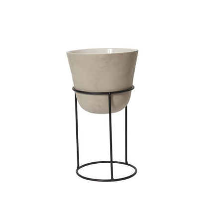 Meliora Ceramic Neutral Glaze Matte Pot with Stand- 2 Sizes By Accent Decor | Planters, Troughs & Cachepots | Modishstore - 3