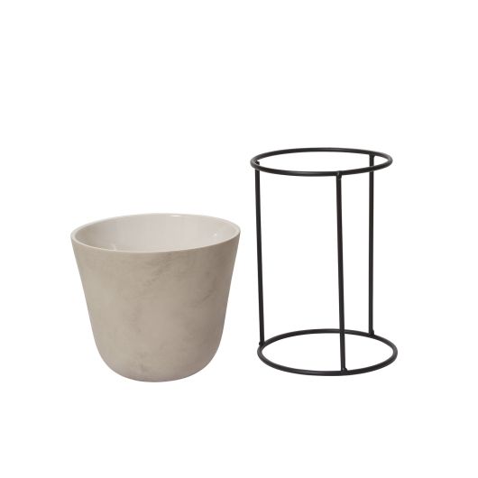 Meliora Ceramic Neutral Glaze Matte Pot with Stand- 2 Sizes By Accent Decor | Planters, Troughs & Cachepots | Modishstore - 4