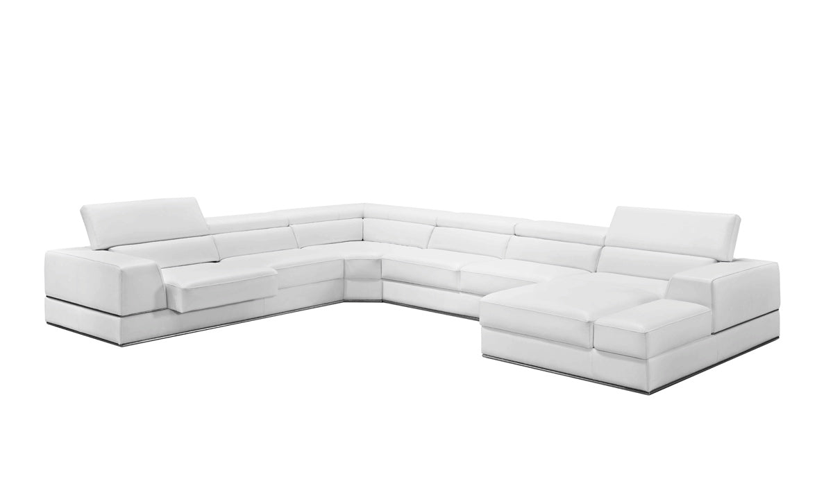 Divani Casa Pella Modern White Italian Leather Sectional Sofa | Sofas |   Modishstore  - 2