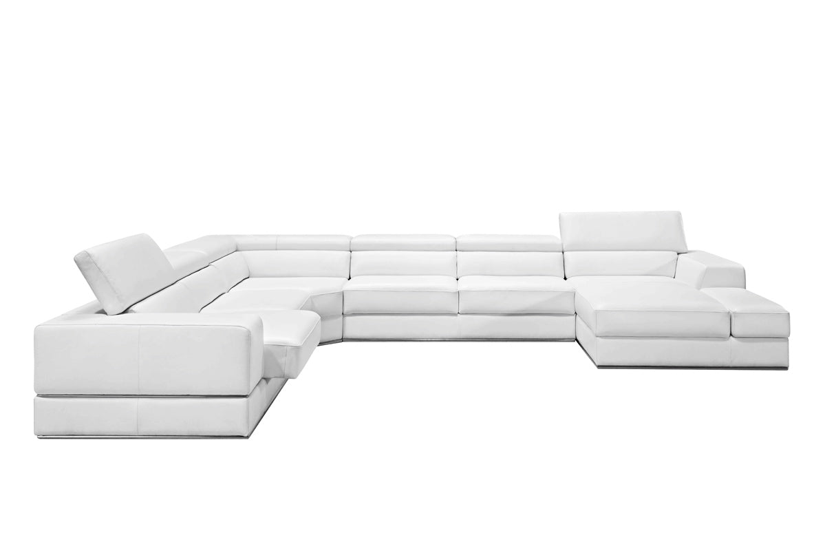 Divani Casa Pella Modern White Italian Leather Sectional Sofa | Sofas |   Modishstore  - 3