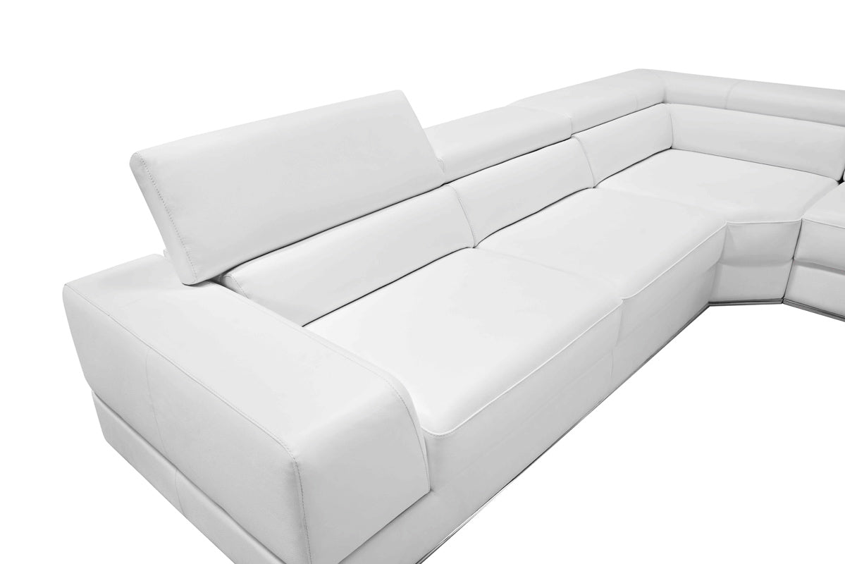 Divani Casa Pella Modern White Italian Leather Sectional Sofa | Sofas |   Modishstore  - 4
