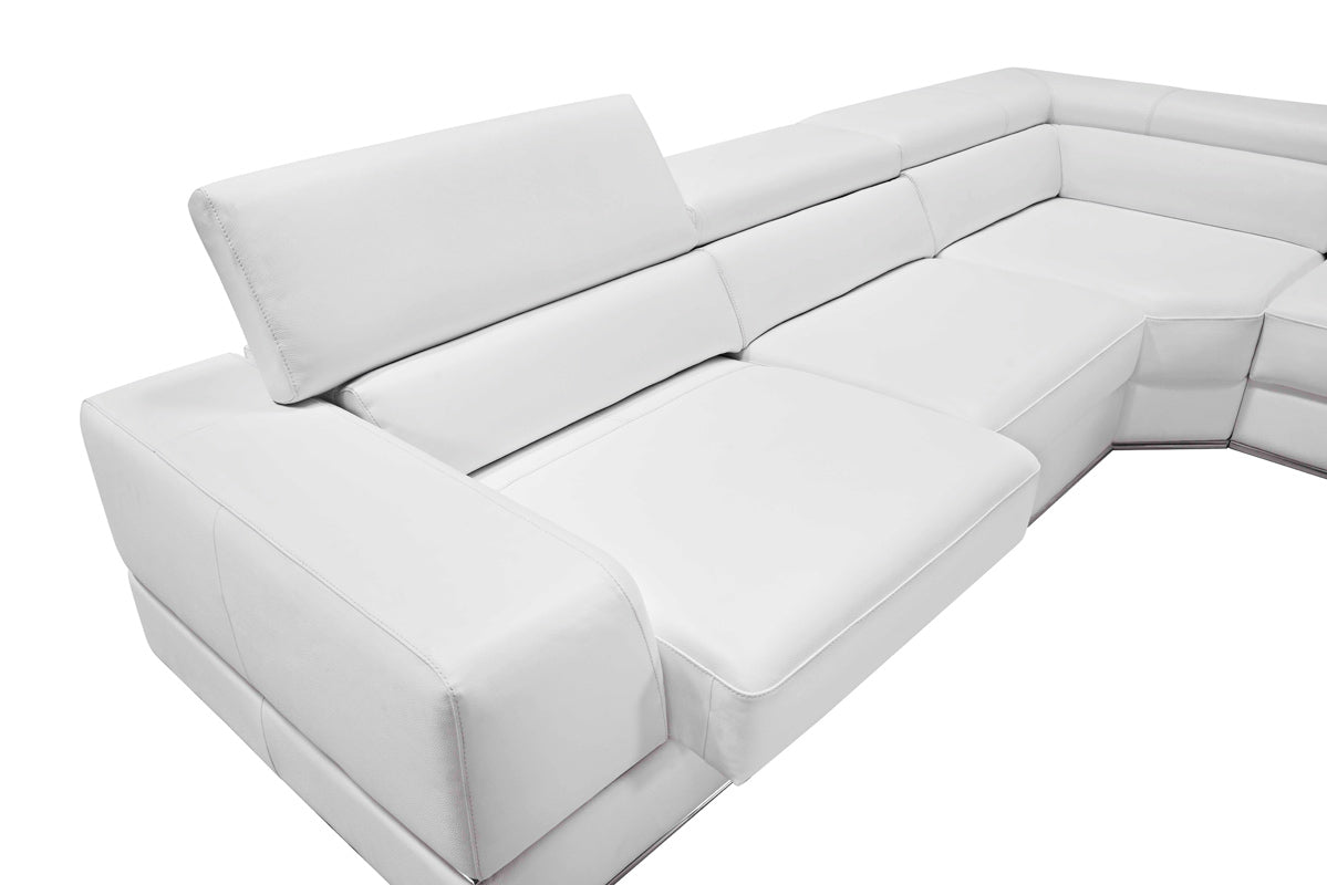 Divani Casa Pella Modern White Italian Leather Sectional Sofa | Sofas |   Modishstore  - 5