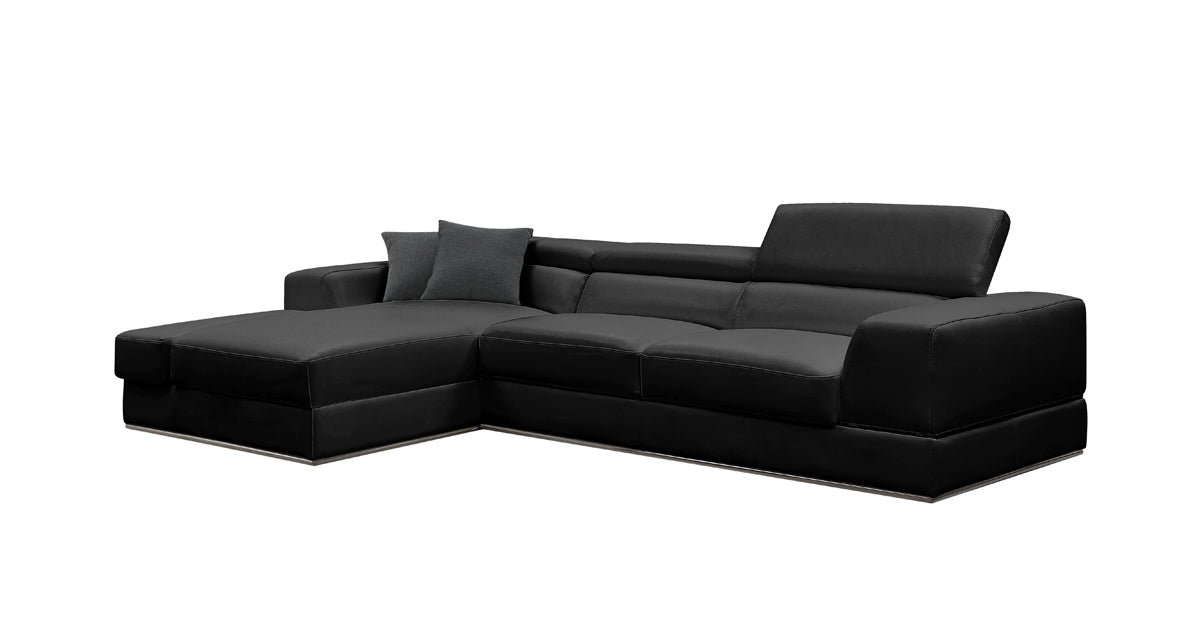 Divani Casa Pella Mini Modern Black Leather Sectional Sofa | Sofas | Modishstore - 3