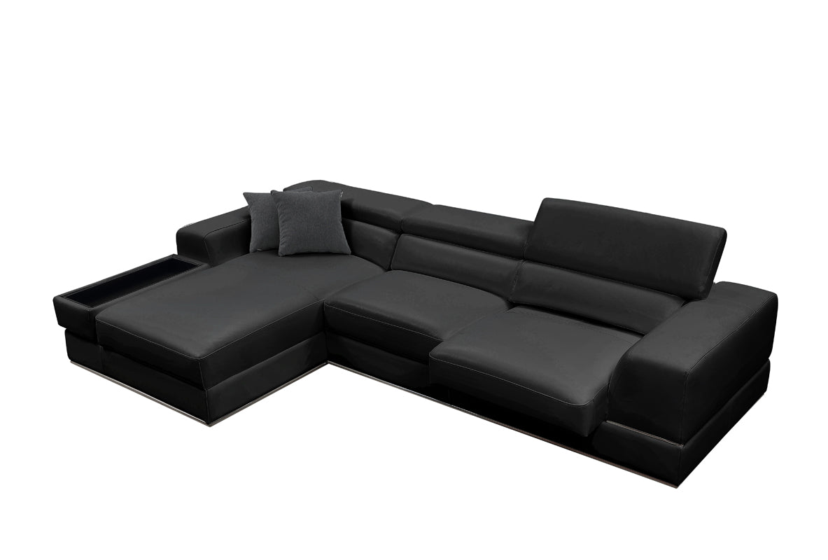 Divani Casa Pella Mini Modern Black Leather Sectional Sofa | Sofas | Modishstore - 4