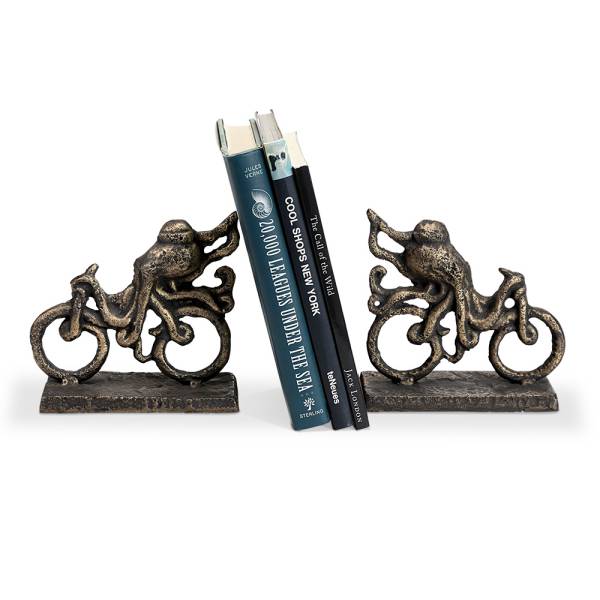 Octopus on Bicycle Bookends PR By SPI Home | Bookends | Modishstore-2