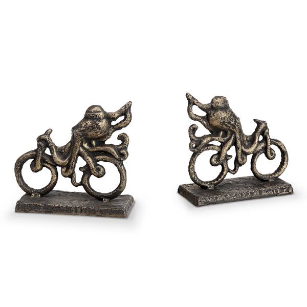 Octopus on Bicycle Bookends PR By SPI Home | Bookends | Modishstore-3