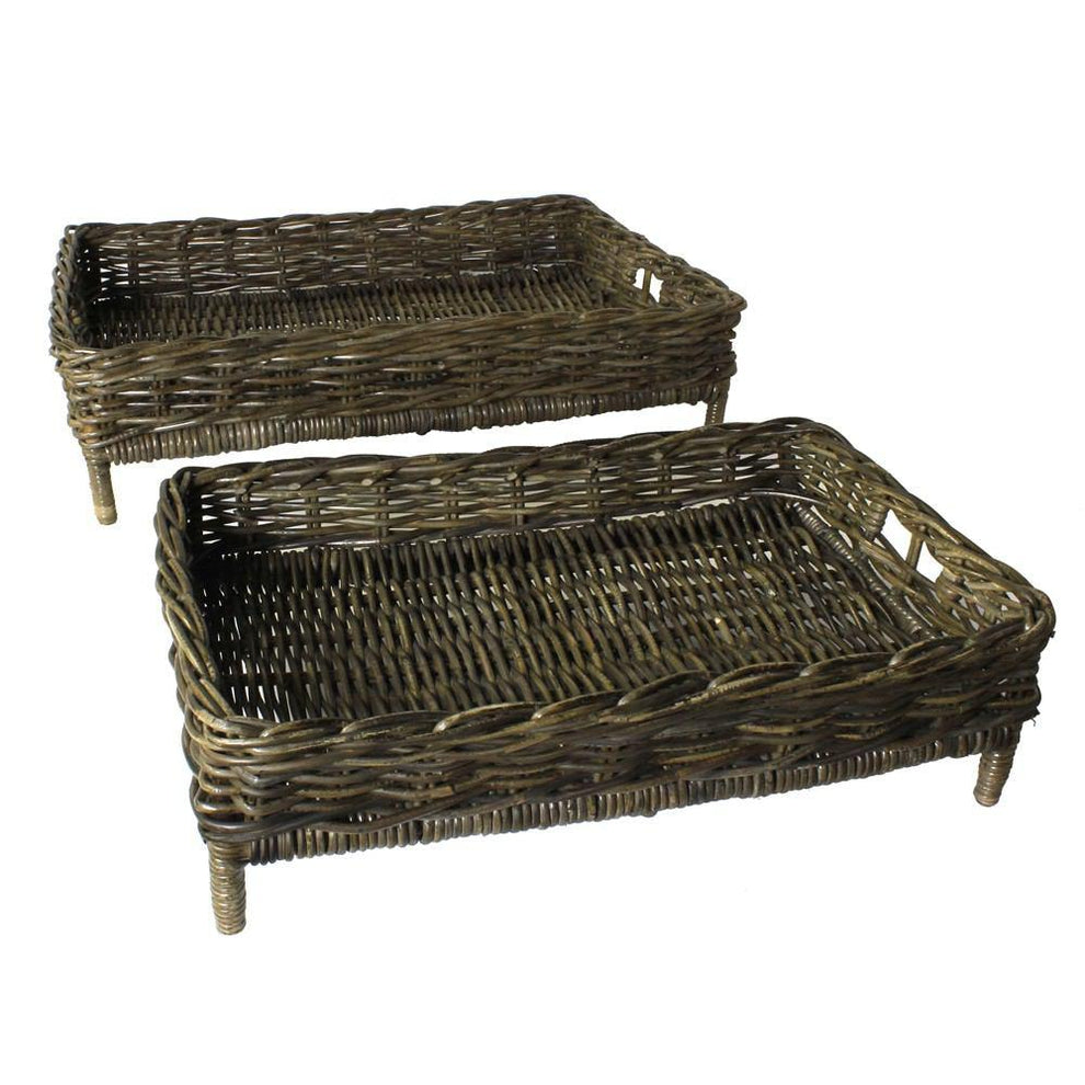 HomArt Montauk Entertaining Trays - Set of 2 - Rustique Dark Grey-4