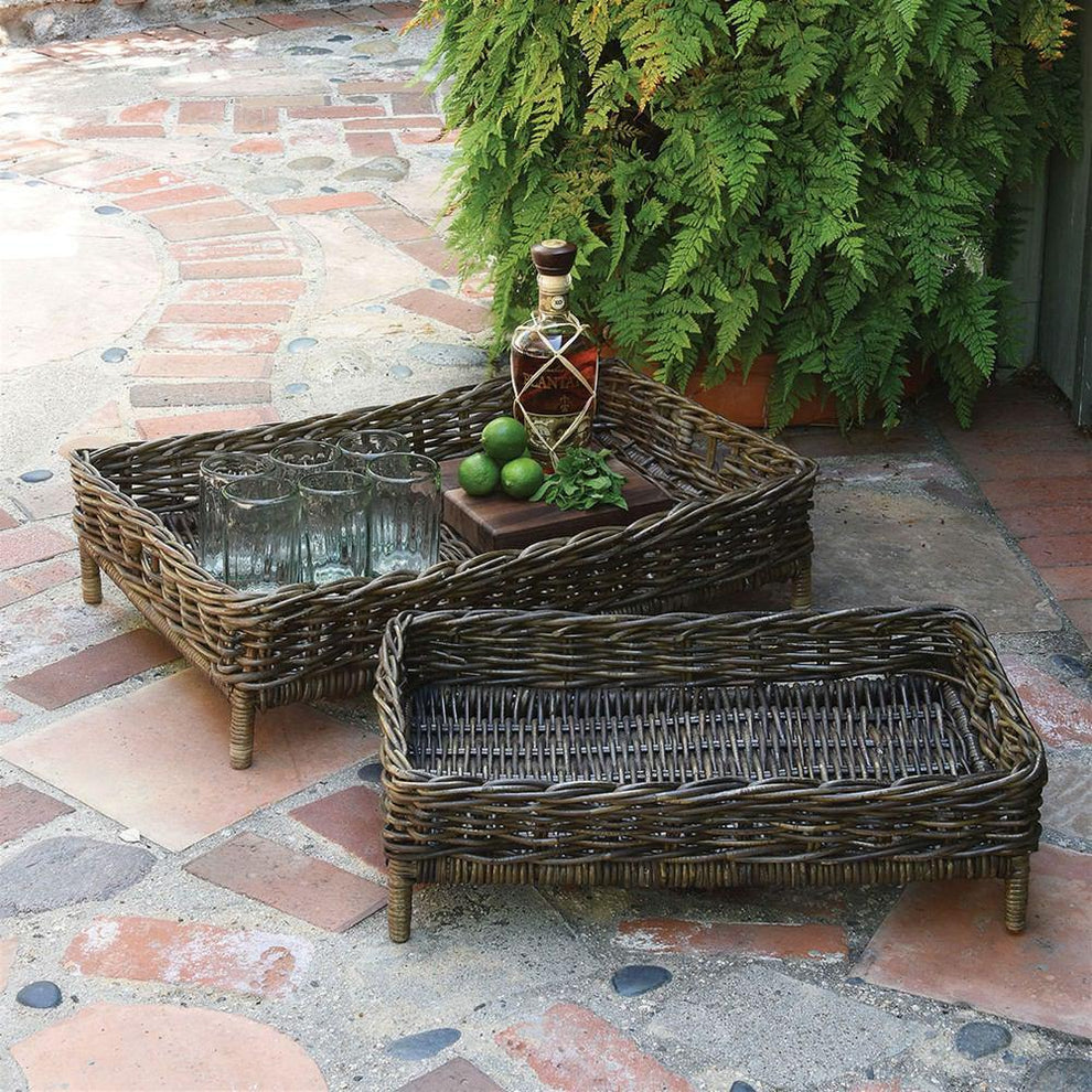 HomArt Montauk Entertaining Trays - Set of 2 - Rustique Dark Grey-2