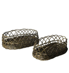 Stamford Rattan Baskets - Set of 2 - Rustique Dark Grey By HomArt