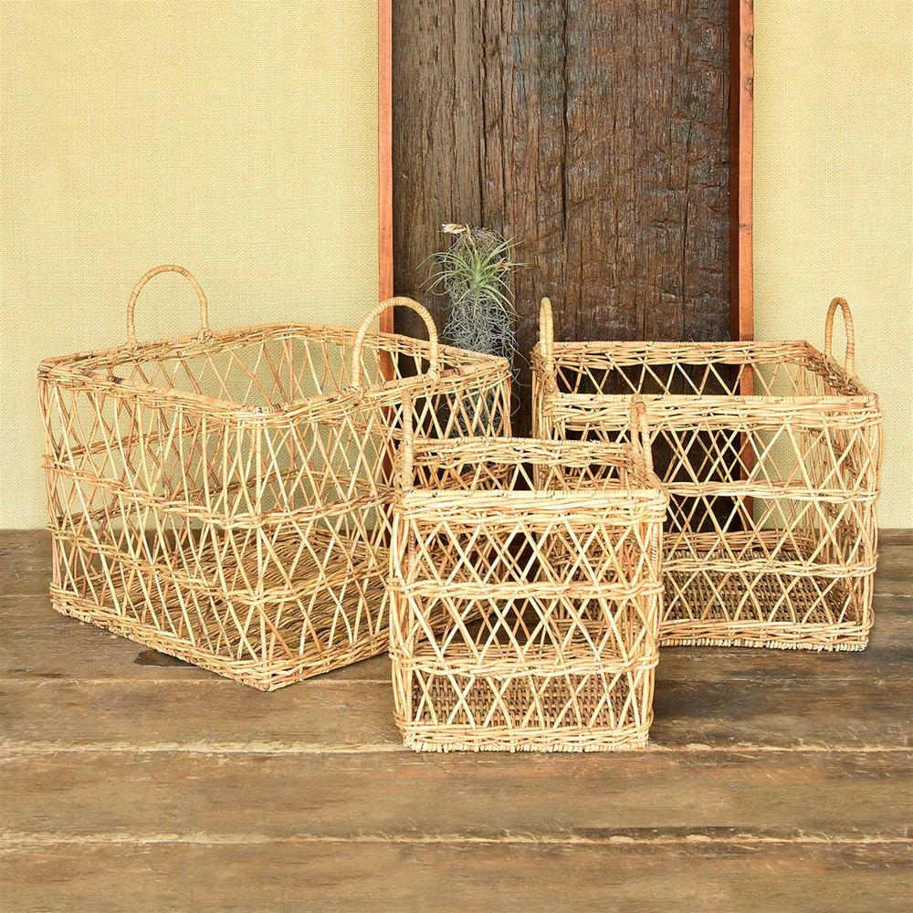 HomArt Kuta Rattan Baskets - Set of 3 - Rattan | Modishstore | Bins, Baskets & Buckets