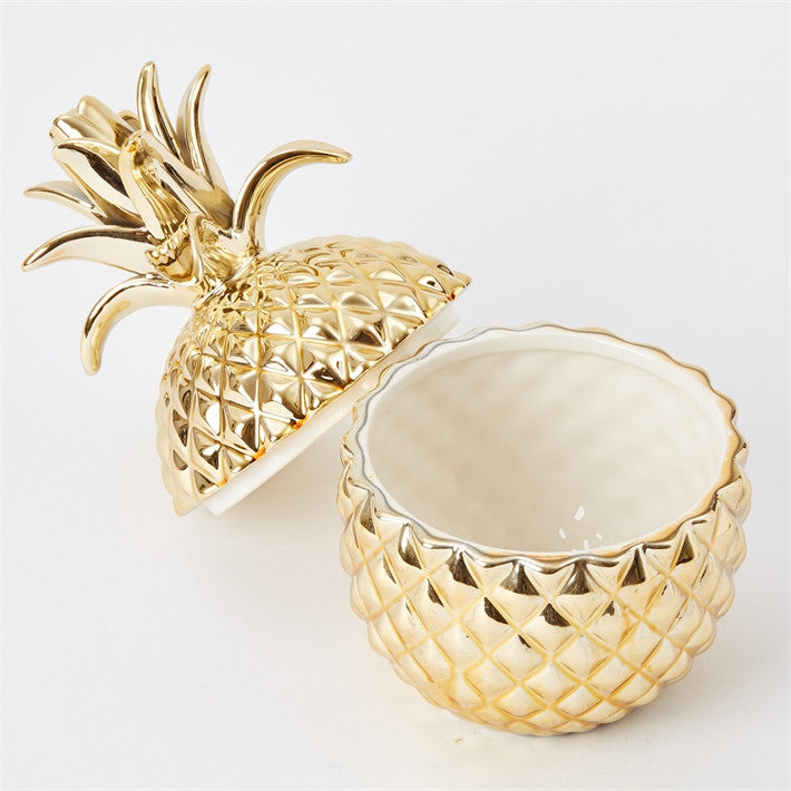 Two's Company Golden Hospitality Pineapple Jars, Set/2