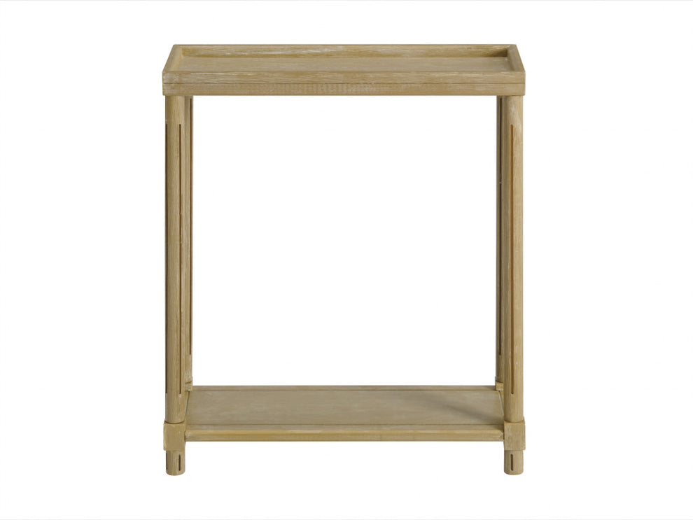 Set Of Two 24" Narrow Distressed Oak Wood End Tables With Shelf By Homeroots | End Tables | Modishstore - 3