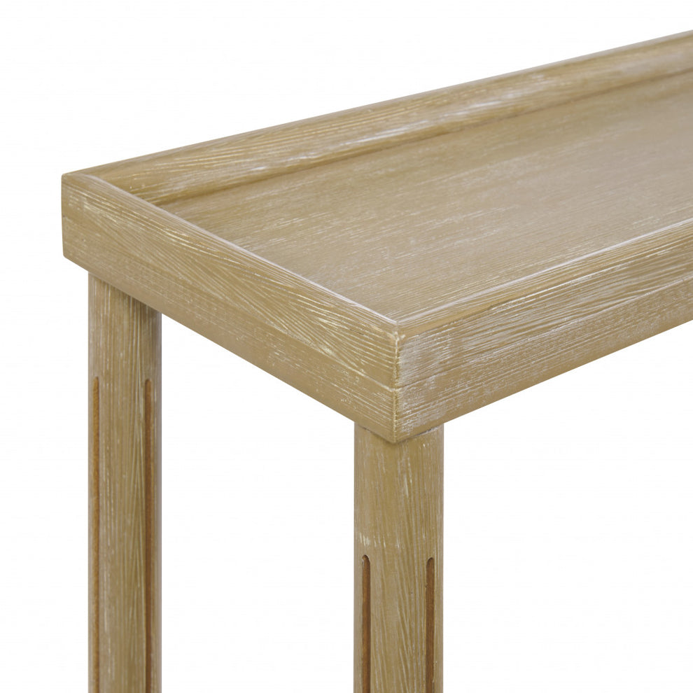 Set Of Two 24" Narrow Distressed Oak Wood End Tables With Shelf By Homeroots | End Tables | Modishstore - 7