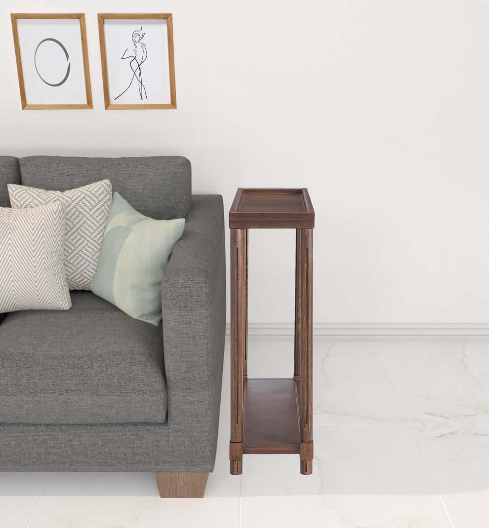 Set Of Two 24" Brown Wood Rectangular End Tables With Shelf By Homeroots | End Tables | Modishstore - 4