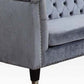 70" Blue Gray And Black Velvet Love Seat By Homeroots | Loveseats | Modishstore - 3
