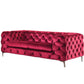 75" Red And Silver Velvet Love Seat By Homeroots | Loveseats | Modishstore