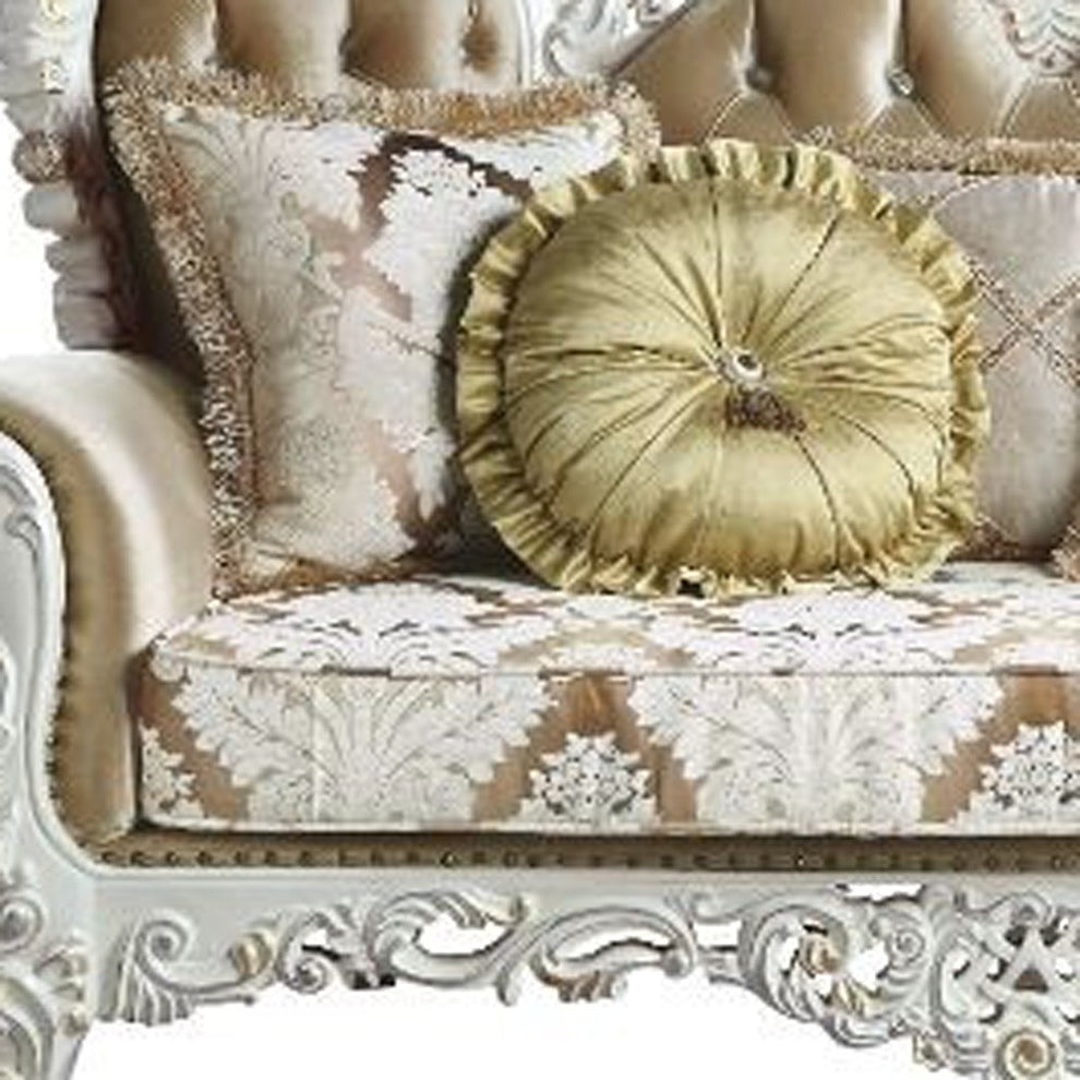 78" Brown And White Love Seat And Toss Pillows By Homeroots | Loveseats | Modishstore - 3