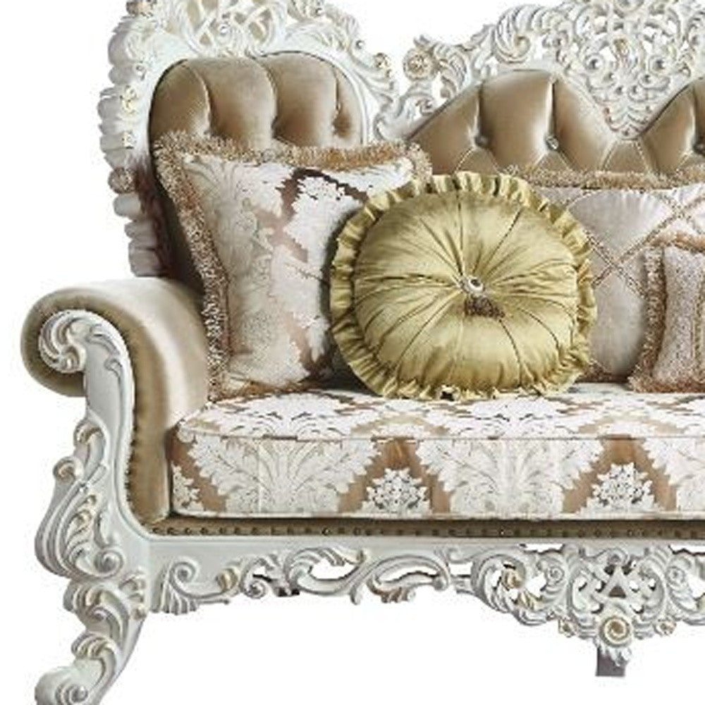 78" Brown And White Love Seat And Toss Pillows By Homeroots | Loveseats | Modishstore - 4