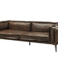 71" Chocolate And Silver Top Grain Leather Love Seat By Homeroots