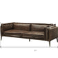 71" Chocolate And Silver Top Grain Leather Love Seat By Homeroots