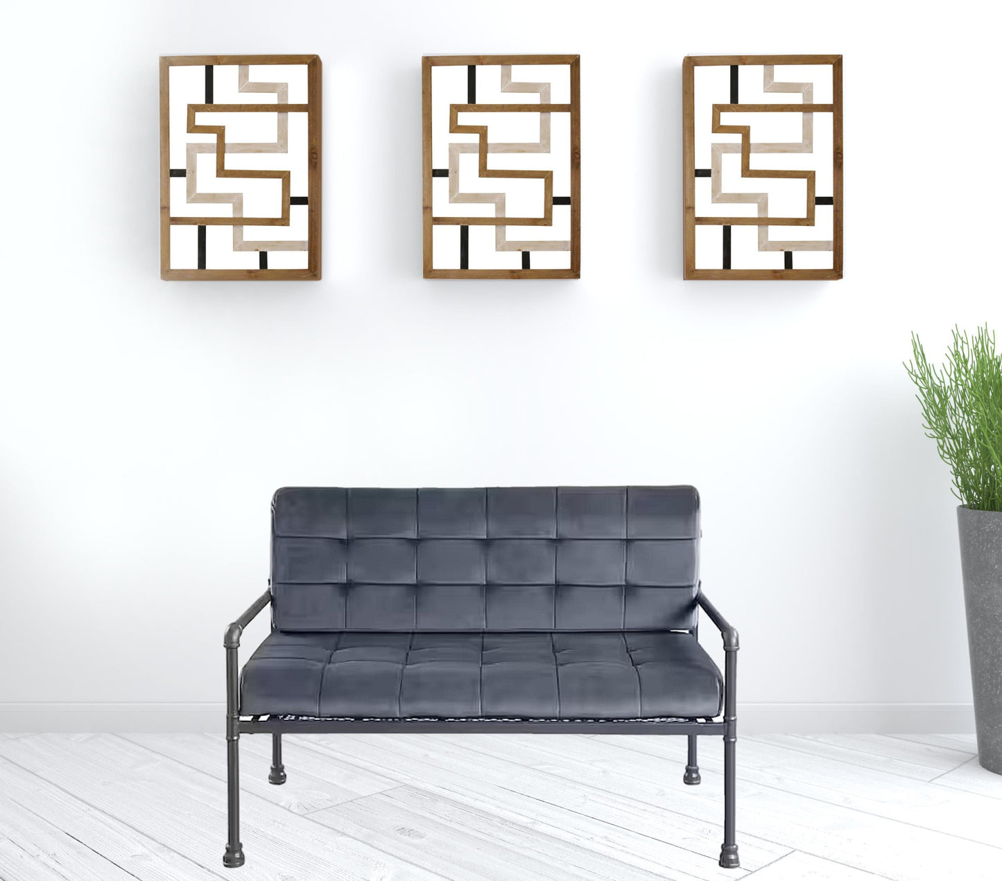 51" Gray Tufted Velvet And Gray Love Seat By Homeroots | Loveseats | Modishstore - 3