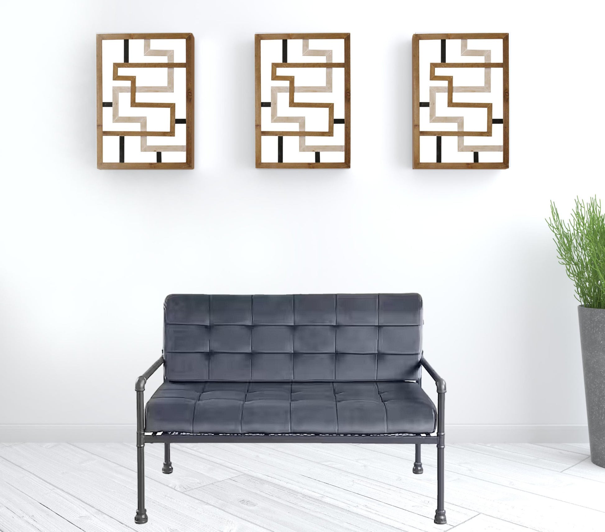 51" Gray Tufted Velvet And Gray Love Seat By Homeroots | Loveseats | Modishstore - 3