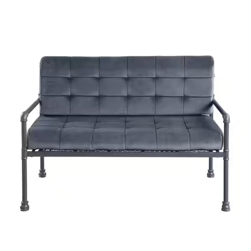 51" Gray Tufted Velvet And Gray Love Seat By Homeroots | Loveseats | Modishstore