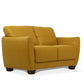 57" Mustard Leather And Black Love Seat By Homeroots