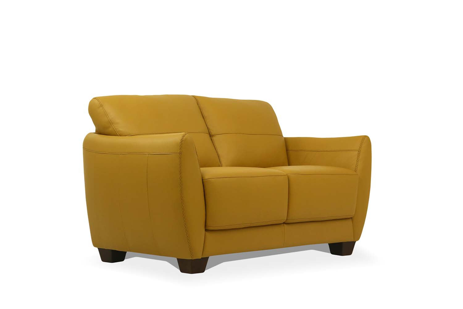 57" Mustard Leather And Black Love Seat By Homeroots | Loveseats | Modishstore