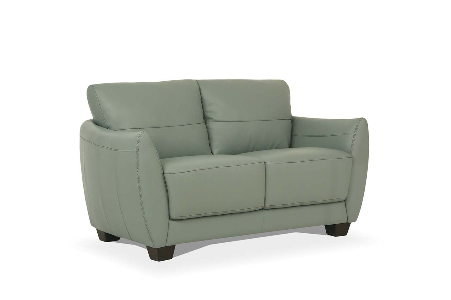 57" Pale Green Leather And Black Love Seat By Homeroots | Loveseats | Modishstore