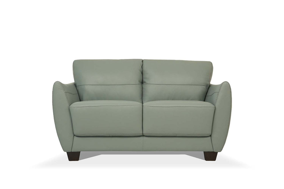 57" Pale Green Leather And Black Love Seat By Homeroots | Loveseats | Modishstore - 2