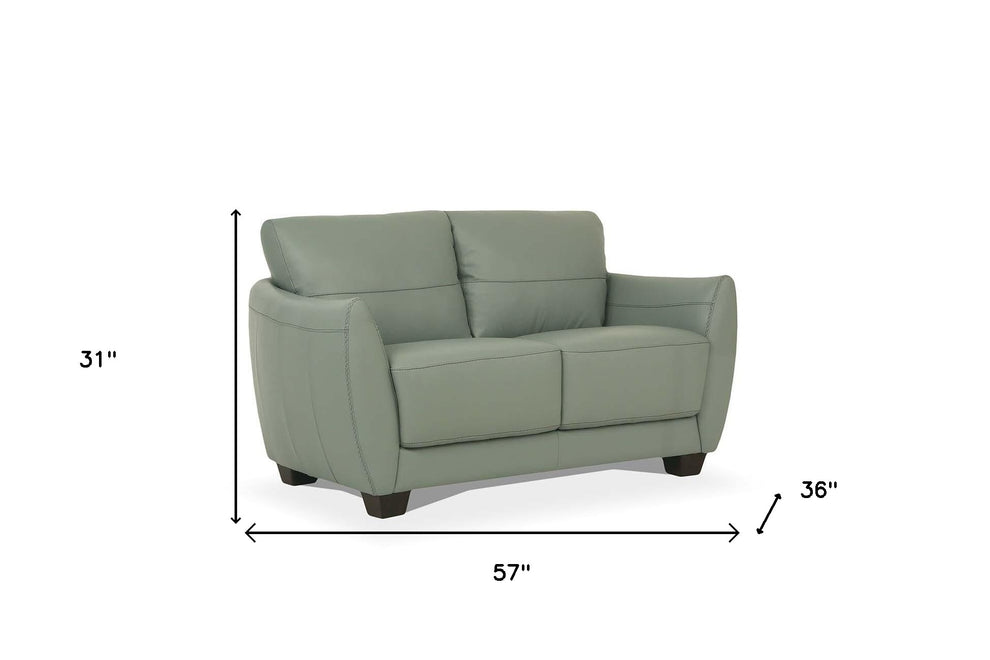 57" Pale Green Leather And Black Love Seat By Homeroots | Loveseats | Modishstore - 5