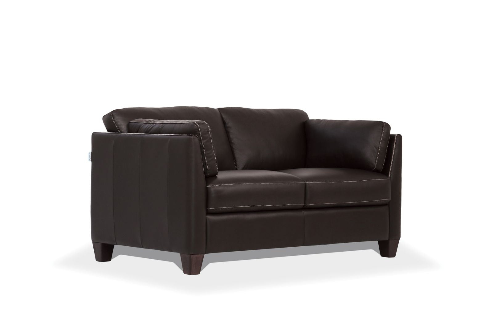 59" Chocolate And Brown Leather Love Seat By Homeroots | Loveseats | Modishstore