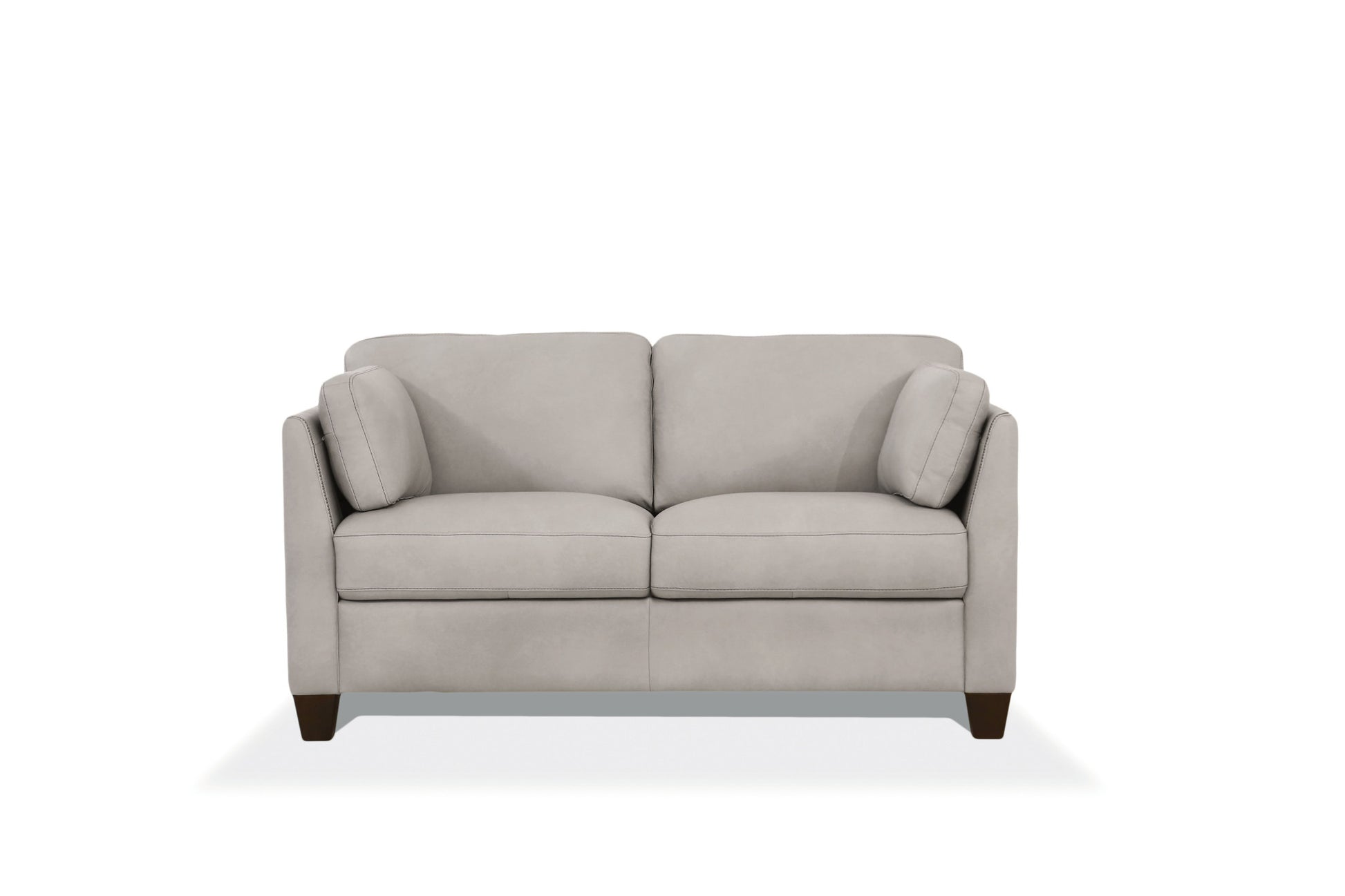59" Dusty White And Brown Leather Love Seat By Homeroots | Loveseats | Modishstore