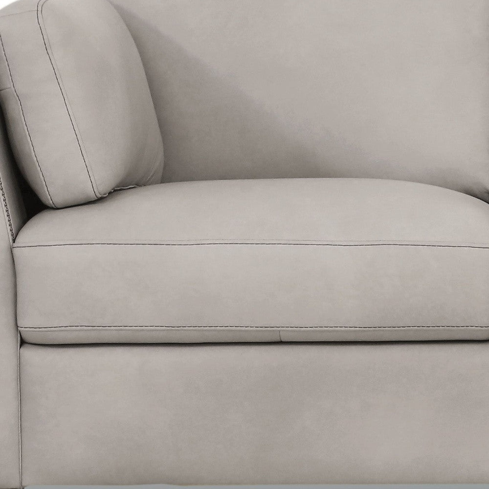 59" Dusty White And Brown Leather Love Seat By Homeroots | Loveseats | Modishstore - 3