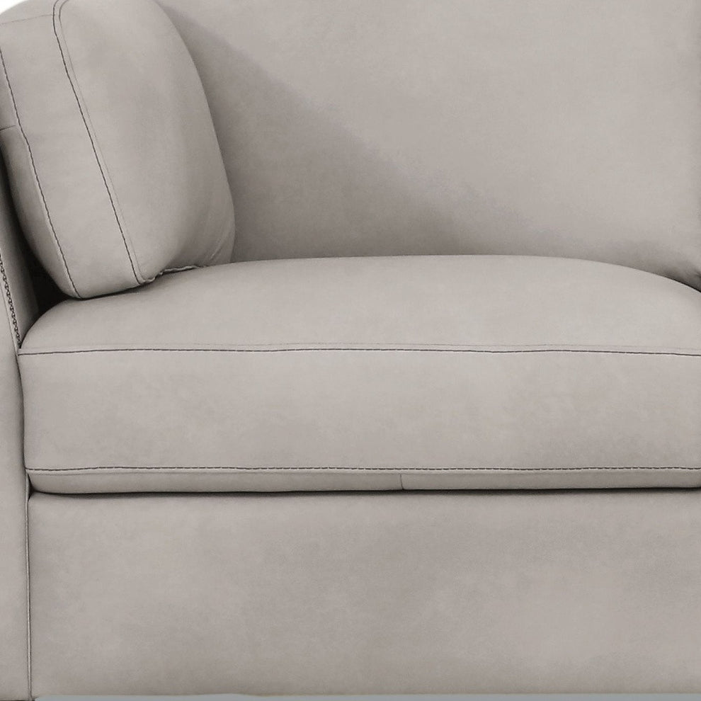 59" Dusty White And Brown Leather Love Seat By Homeroots | Loveseats | Modishstore - 3