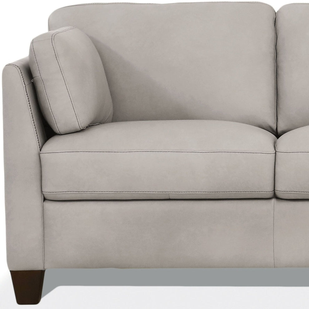 59" Dusty White And Brown Leather Love Seat By Homeroots | Loveseats | Modishstore - 4