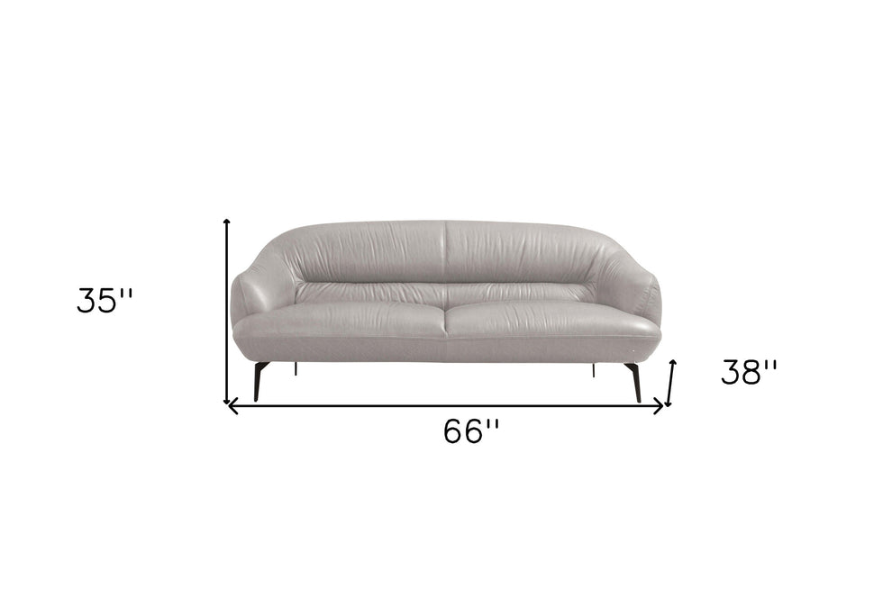 66" Gray And Black Leather Love Seat By Homeroots | Loveseats | Modishstore - 5