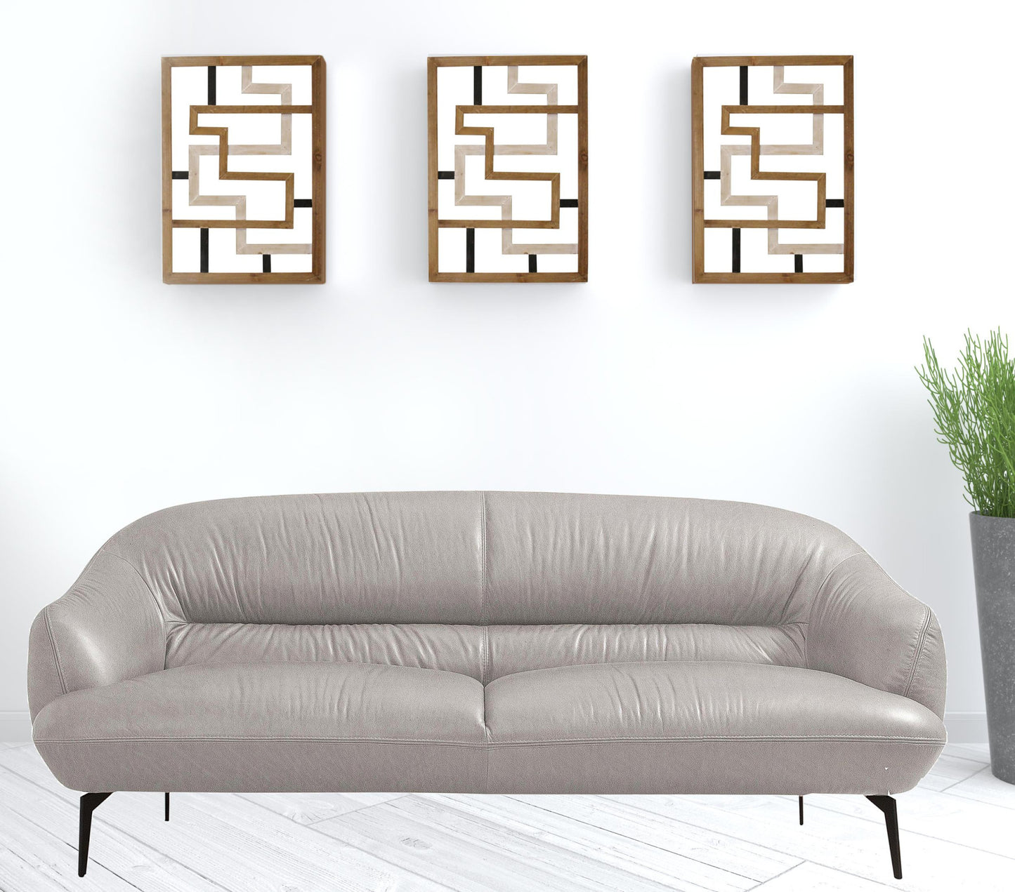 66" Gray And Black Leather Love Seat By Homeroots | Loveseats | Modishstore - 2