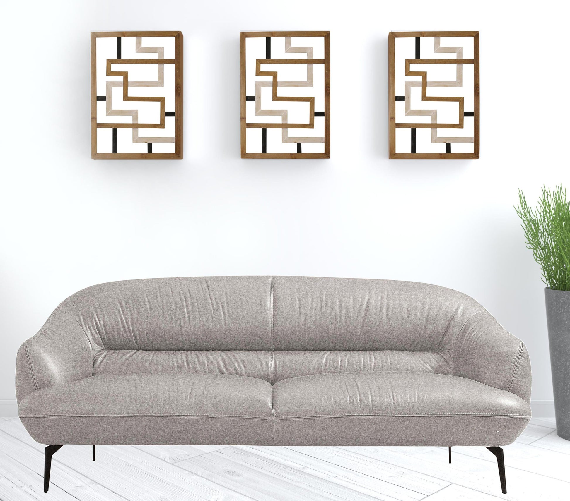 66" Gray And Black Leather Love Seat By Homeroots | Loveseats | Modishstore - 2