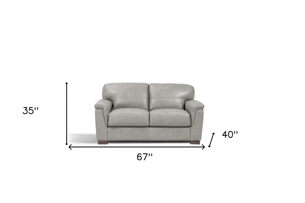 67" Gray Leather And Black Love Seat By Homeroots | Loveseats | Modishstore - 6