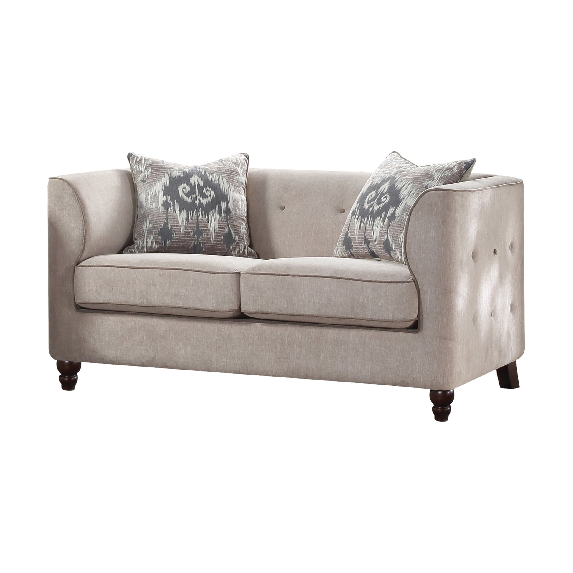 58" Tan Velvet And Black Love Seat By Homeroots | Loveseats | Modishstore