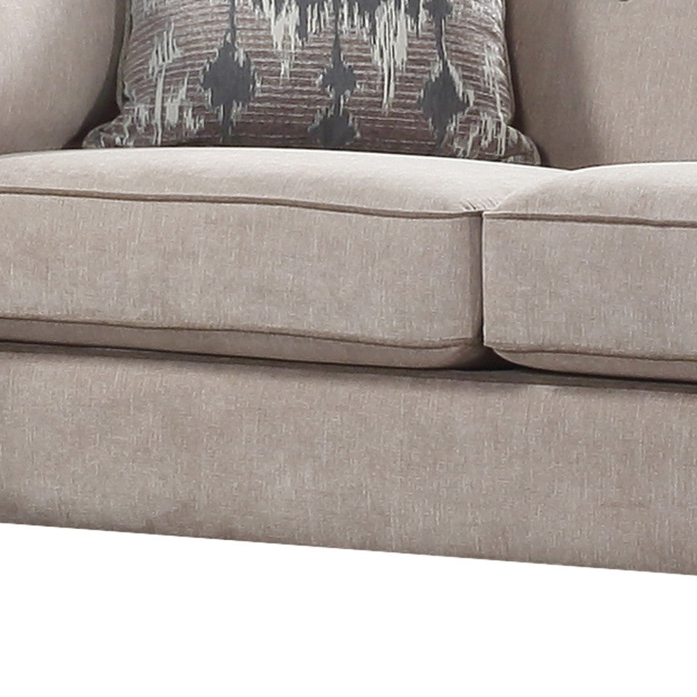 58" Tan Velvet And Black Love Seat By Homeroots | Loveseats | Modishstore - 3