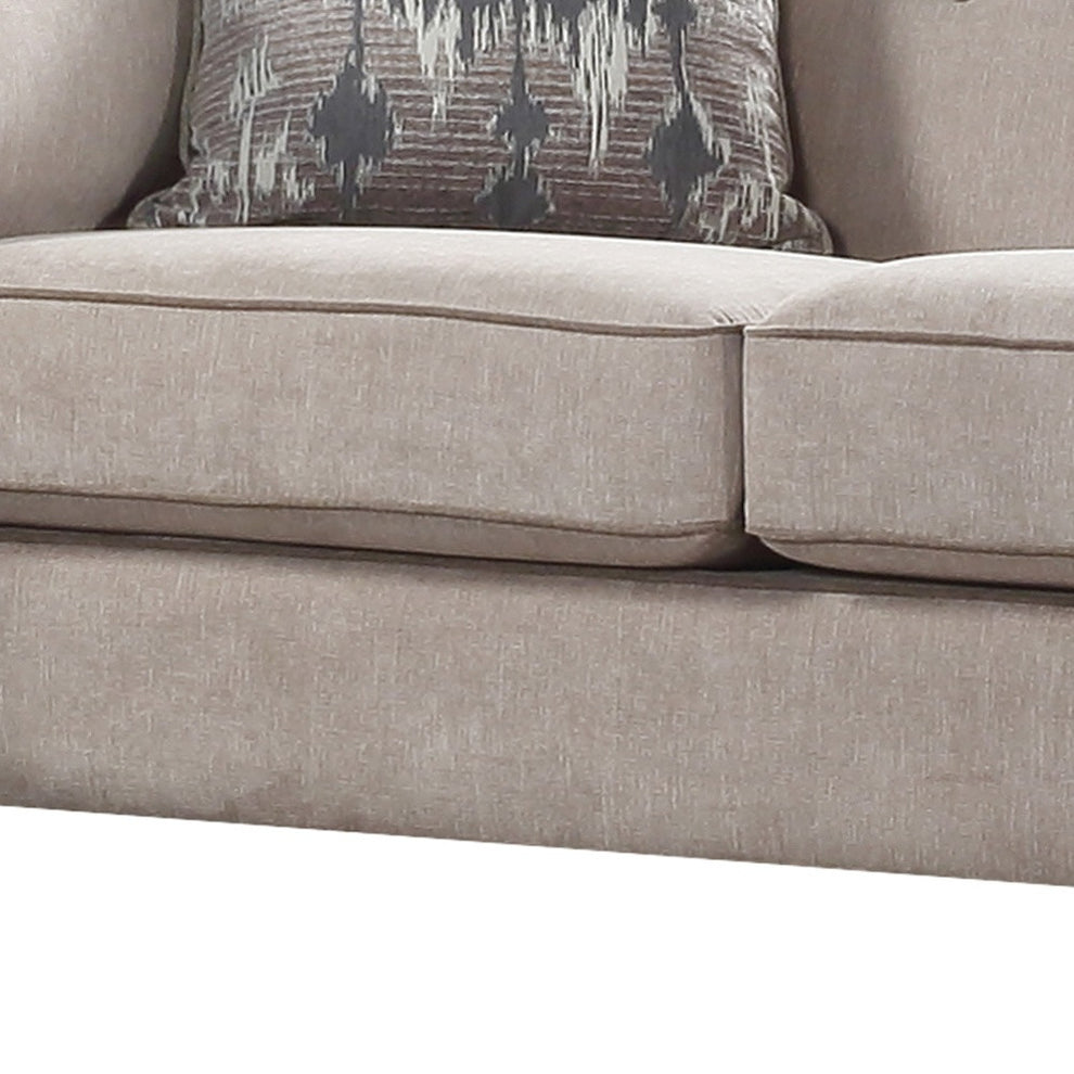58" Tan Velvet And Black Love Seat By Homeroots | Loveseats | Modishstore - 3