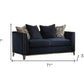 71" Blue And Silver Velvet Love Seat And Toss Pillows By Homeroots | Loveseats | Modishstore - 5