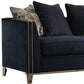 71" Blue And Silver Velvet Love Seat And Toss Pillows By Homeroots